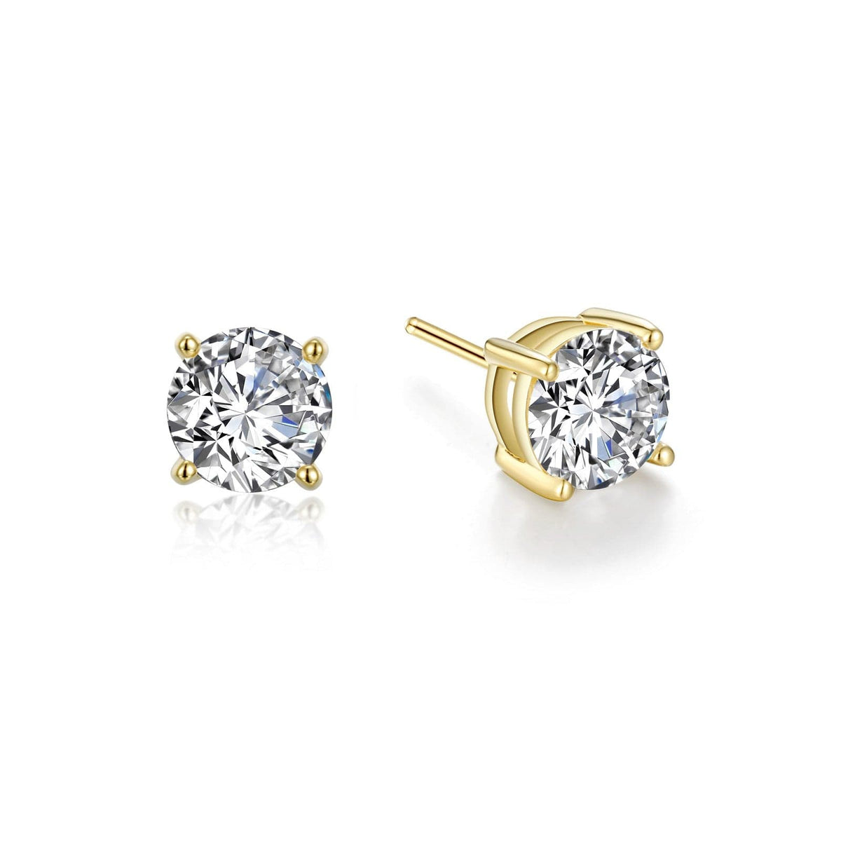 EAR-PPL Gold Plated Silver 2 CTW 4 Prong Stud Earrings