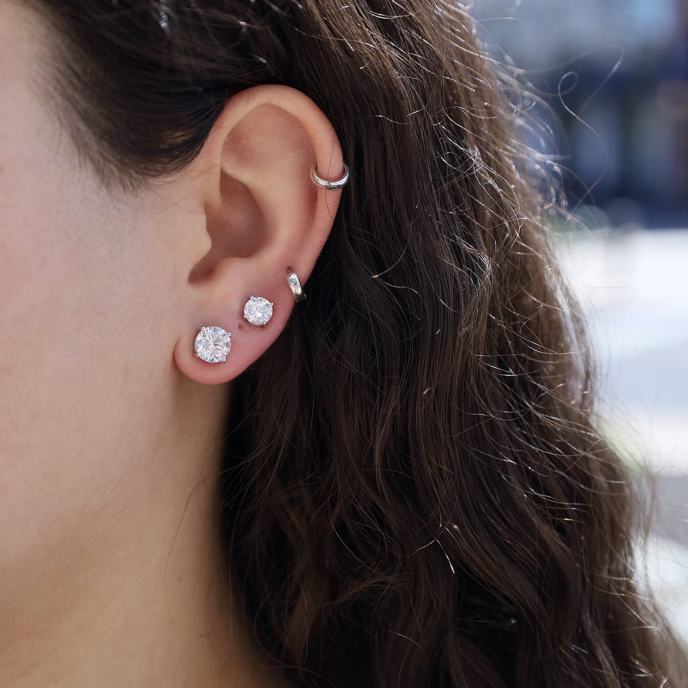 EAR-PPL Platinum Plated Four Prong 3 CTW Diamond Stud Earrings