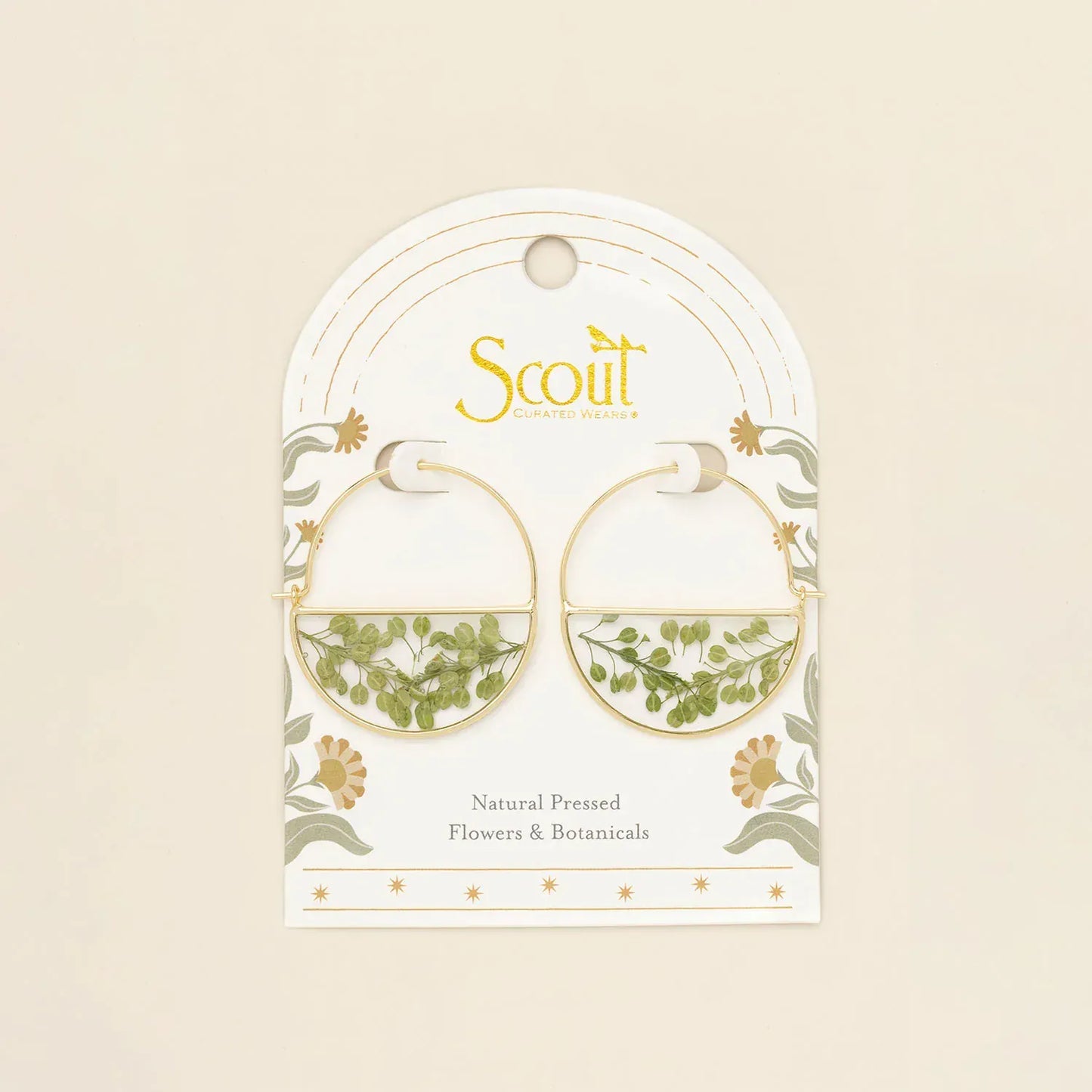 EAR Pressed Flower Hoop Earring - Green Peppergrass/Go