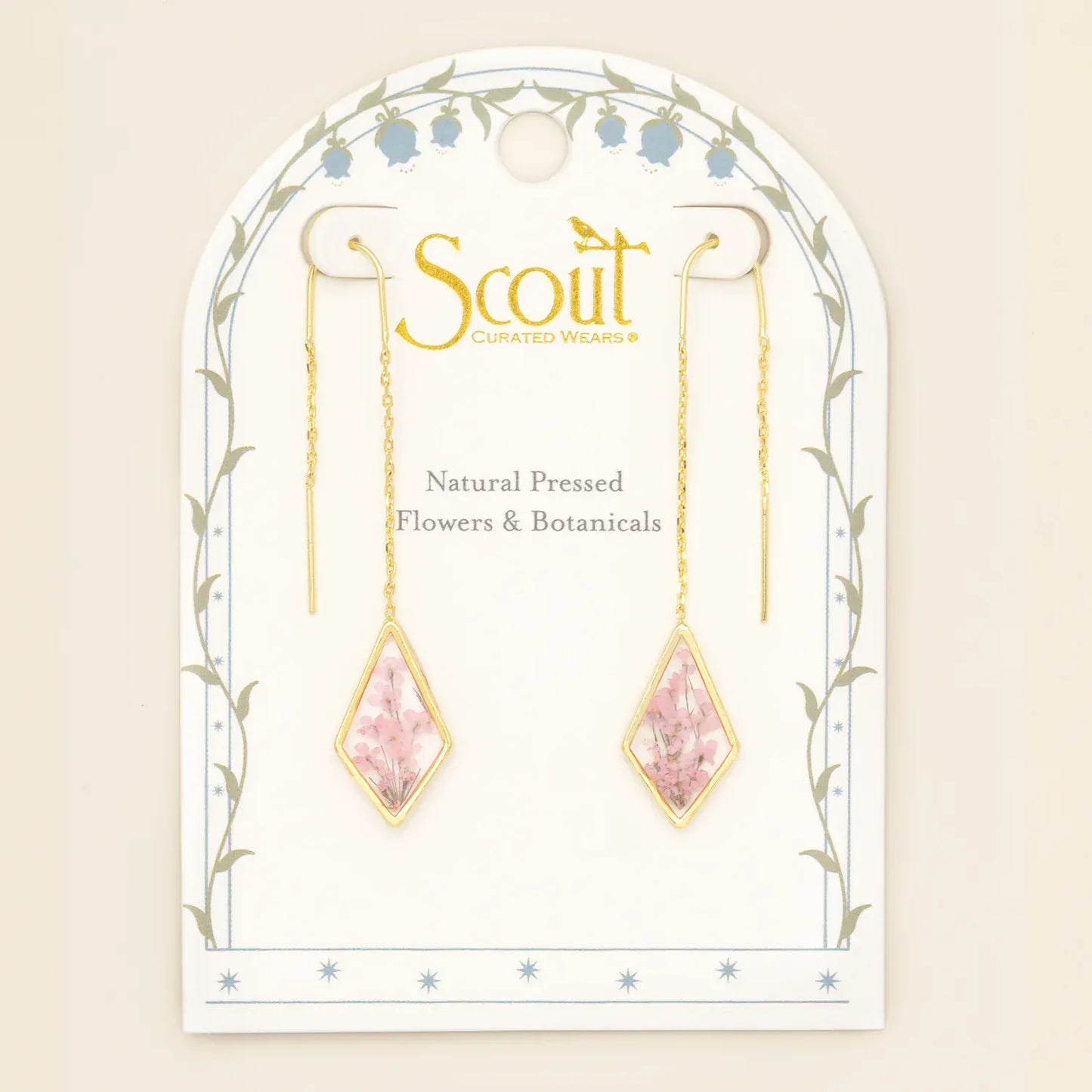 EAR Pressed Flower Thread Earring - Pink Lace Flower/G