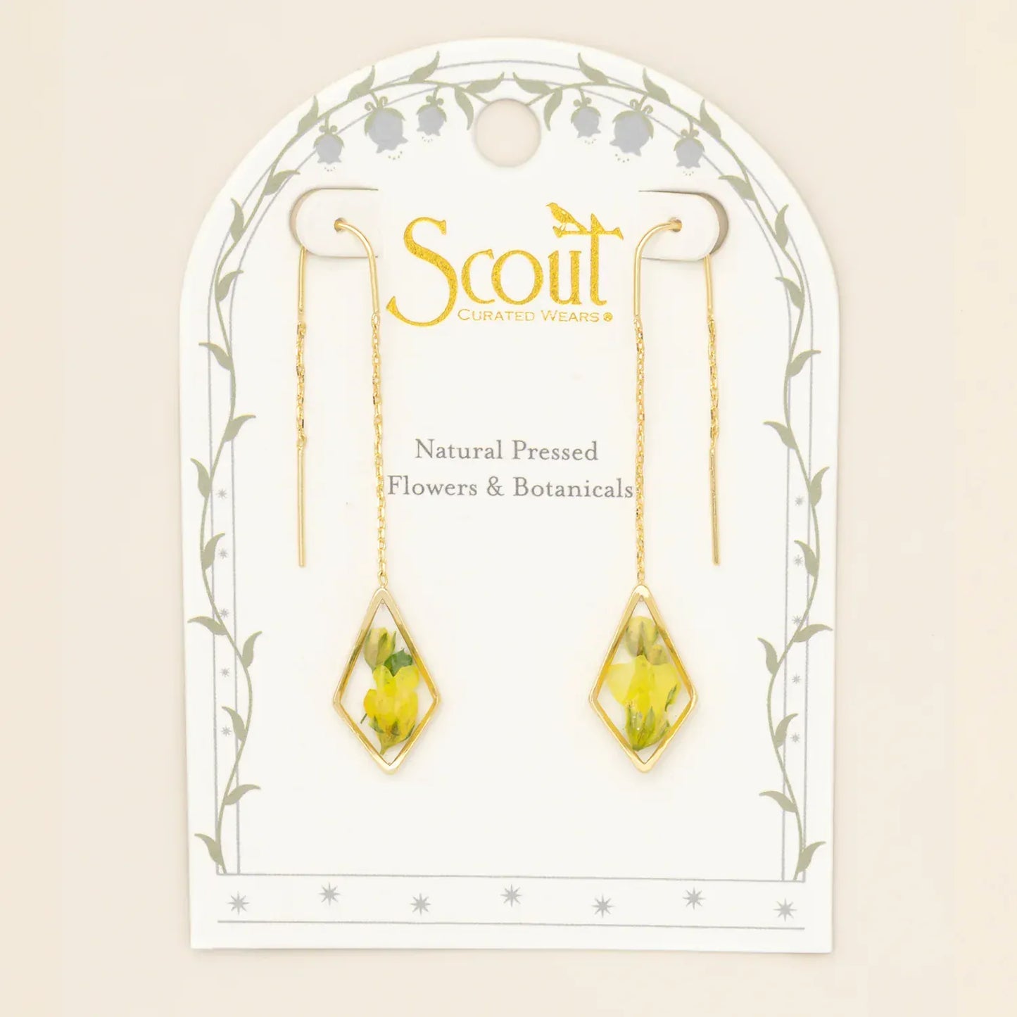 EAR Pressed Flower Thread Earring - Yellow Baby`s Breath