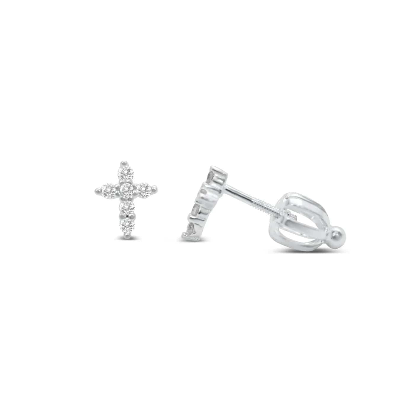 EAR Prong Cross Earrings Silver