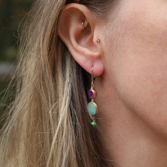 EAR Purple & Blue Turquoise Drop Earrings