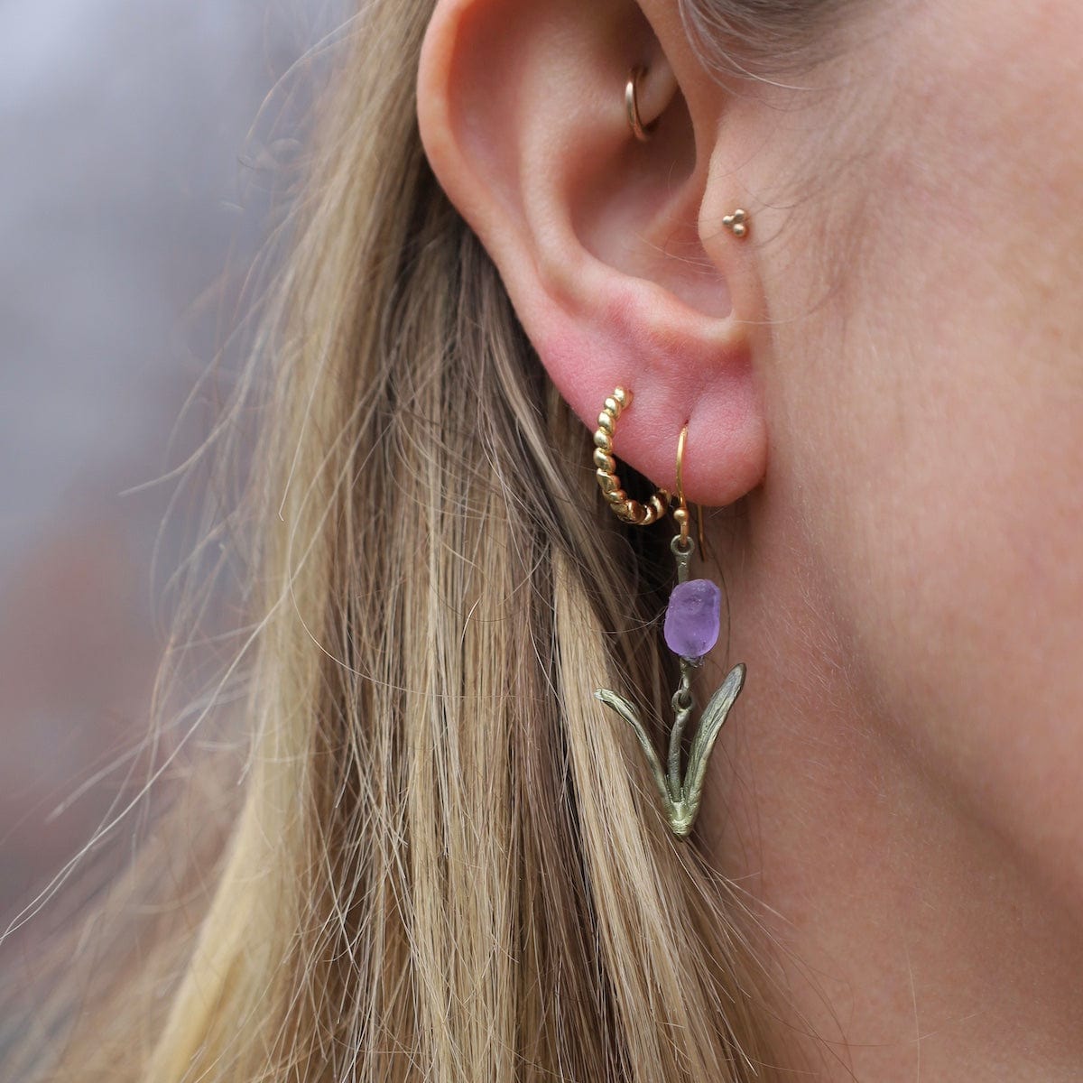 EAR Purple Tulip Wire Earrings