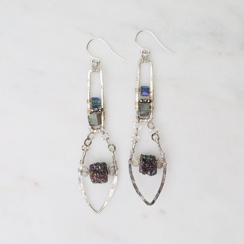 EAR Pyrite Druzy and Labradorite Earrings