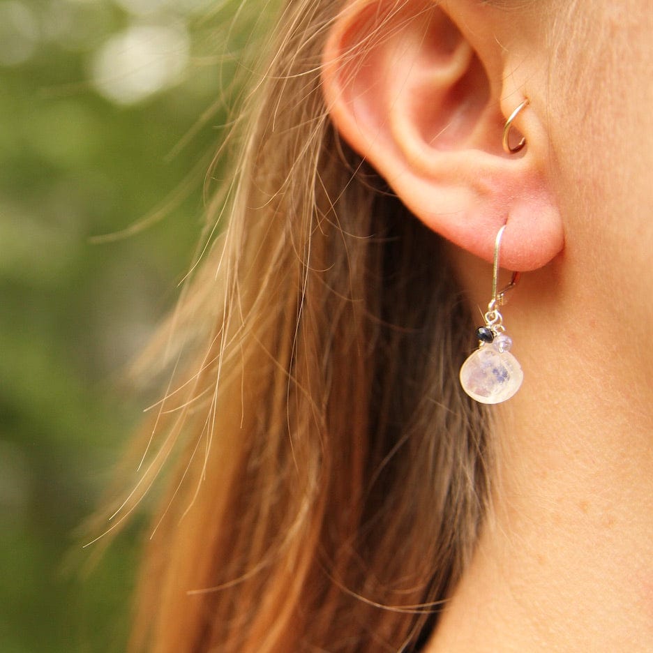 Load image into Gallery viewer, EAR Rainbow Moonstone Cluster Earring
