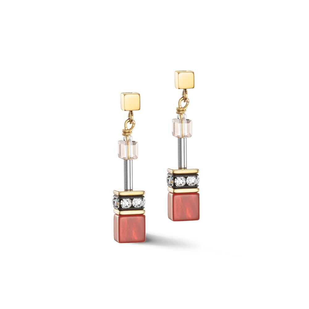 EAR Red Beige GeoCube Iconic Earrings