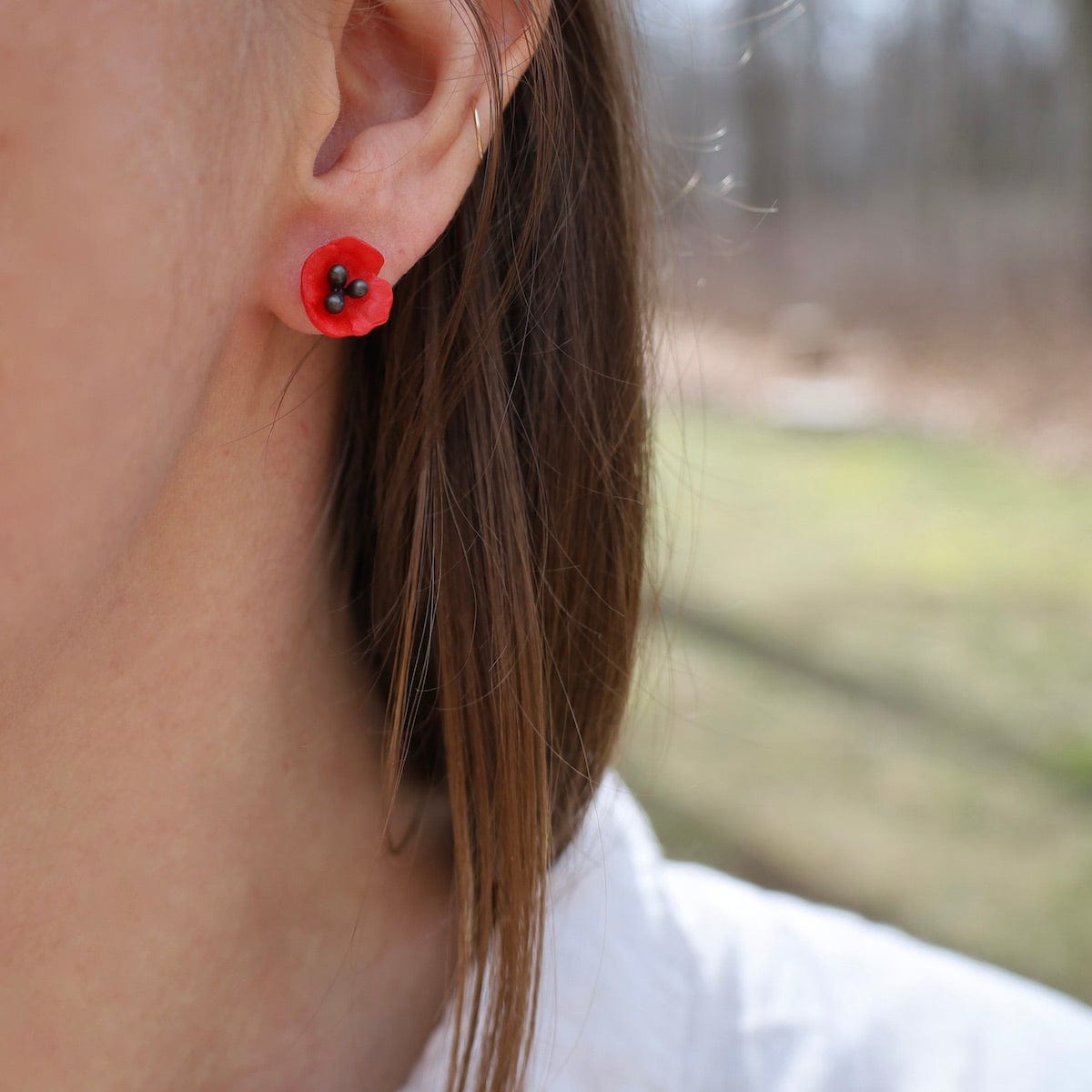 Red Flower Earrings — Samhara Ceramics