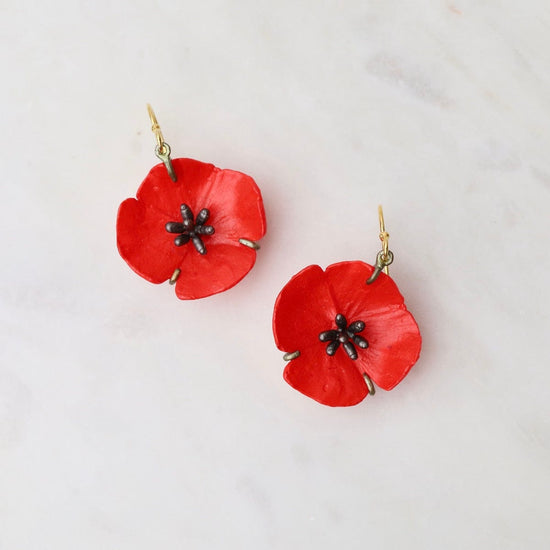 EAR Red Poppy Wire Earrings