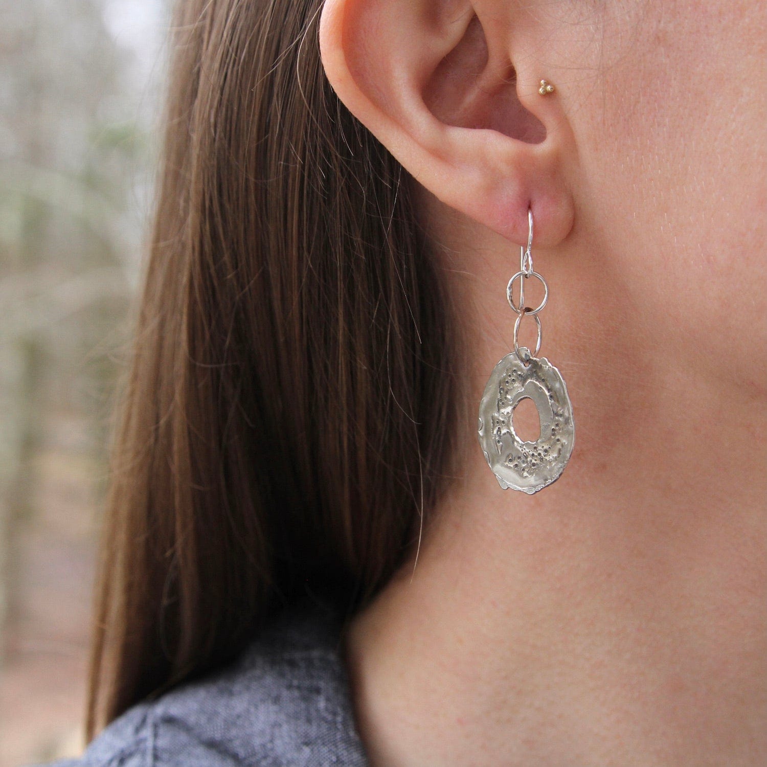 Reticulated Sterling buying Silver Disc Earrings