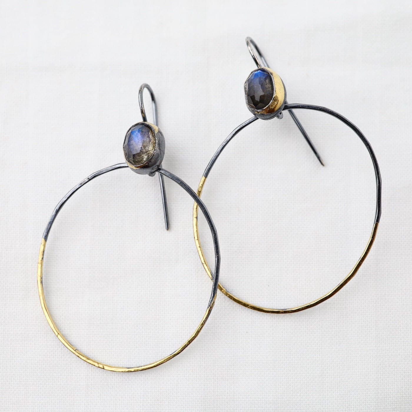 EAR Rim Hoop Earrings with Labradorite