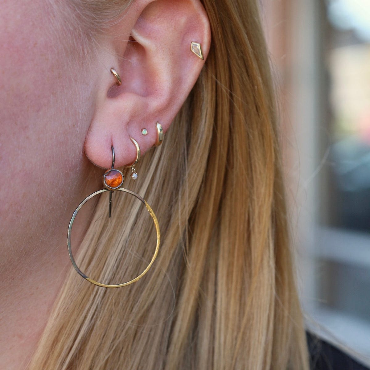 EAR Rim Hoop Earrings with Orange Kyanite