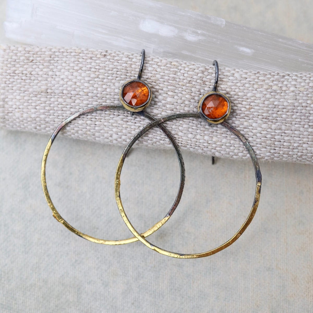 EAR Rim Hoop Earrings with Orange Kyanite