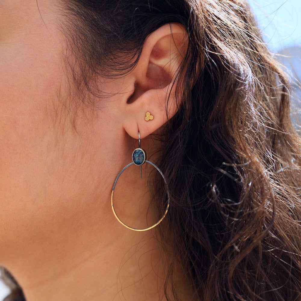 EAR Rim Hoop Earrings with Teal Kyanite