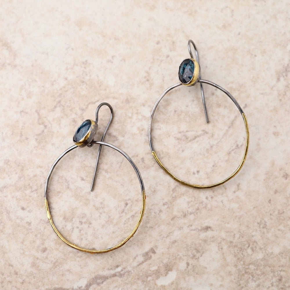 
                      
                        EAR Rim Hoop Earrings with Teal Kyanite
                      
                    