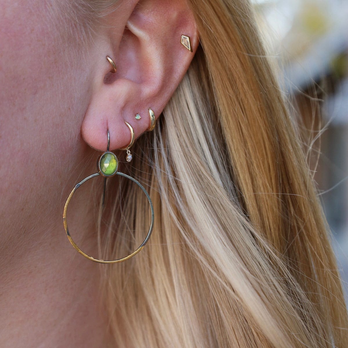 EAR Rim Hoop Earrings with Vessonite