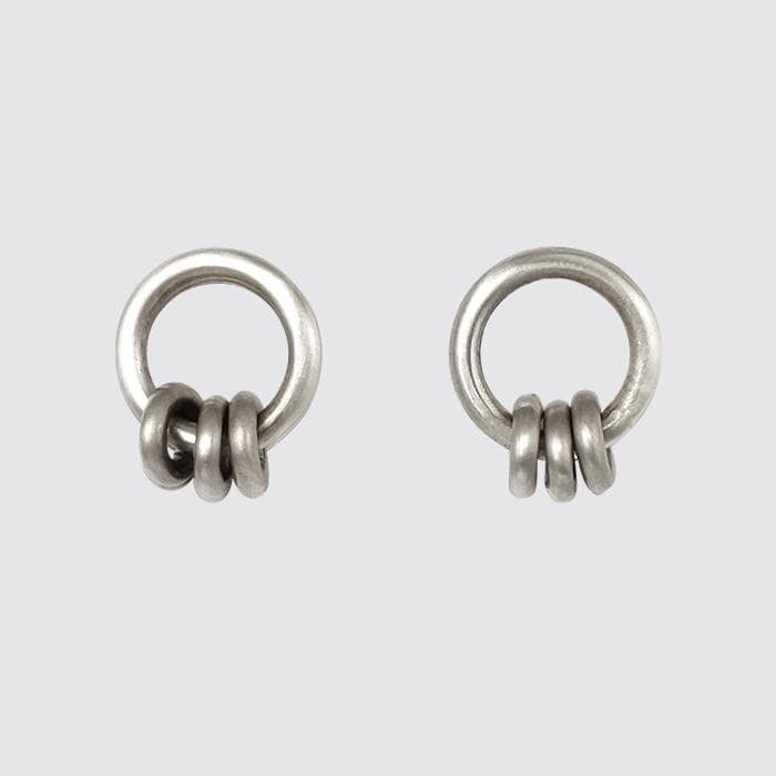 EAR Ring Stud with Three Floating Rings - Sterling Silver