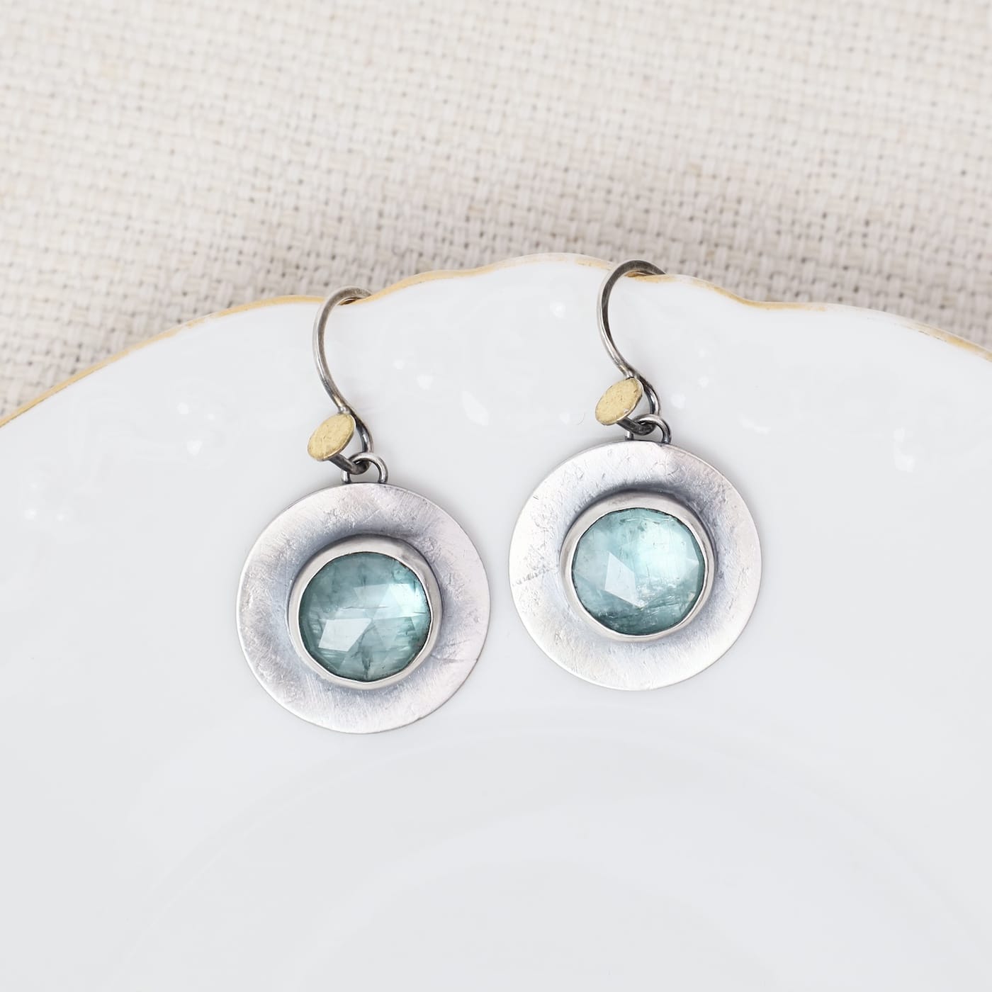 EAR Round Dot Dangles - Light Blue Kyanite