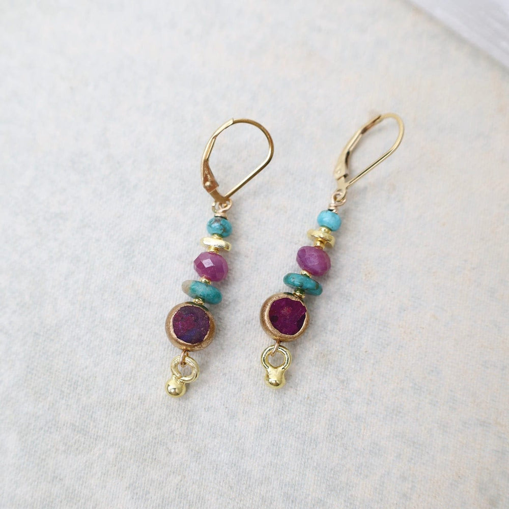 
                      
                        EAR Round Purple Turquoise Drop Earrings
                      
                    