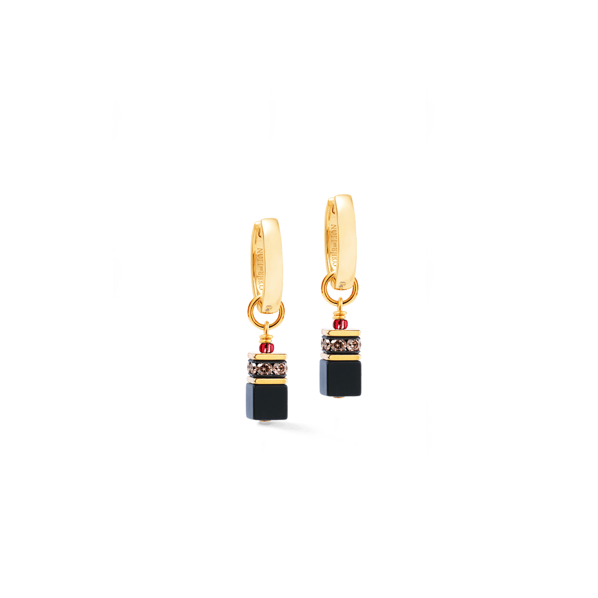 EAR Ruby Noir Geo Cube Precious Classic Hoop Earrings