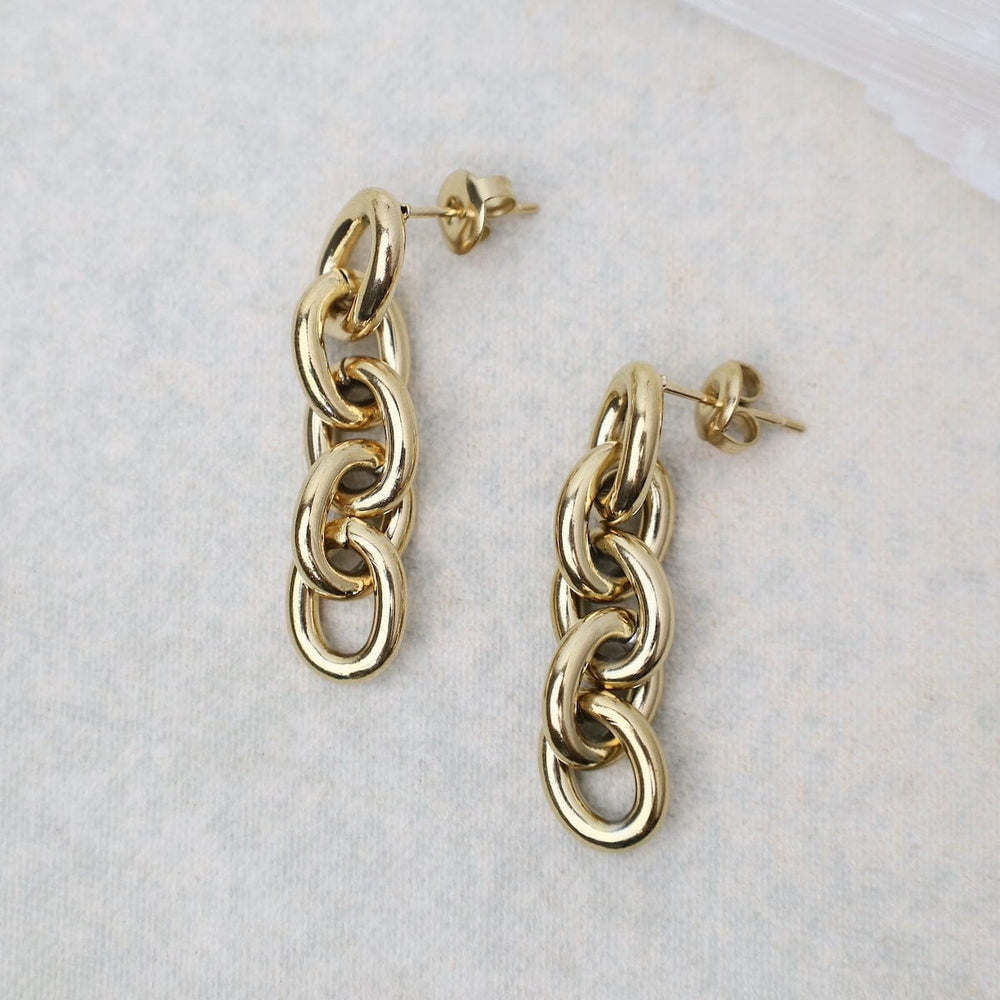 EAR-S.STL Bold Link Drop Earrings in Gold Plated Stainless Steel