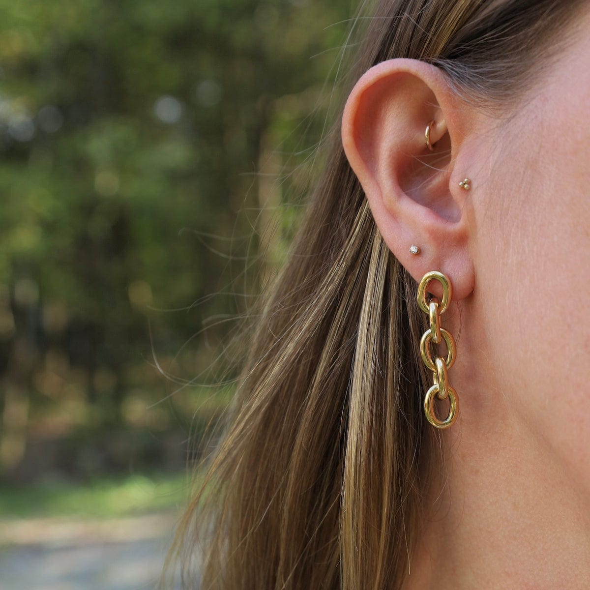 EAR-S.STL Bold Link Drop Earrings in Gold Plated Stainless Steel