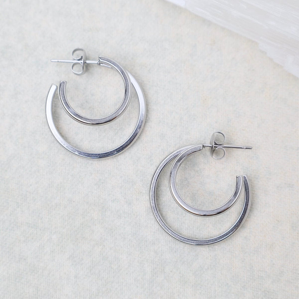 EAR-S.STL Hi-Lo Tide Hoops in Stainless Steel