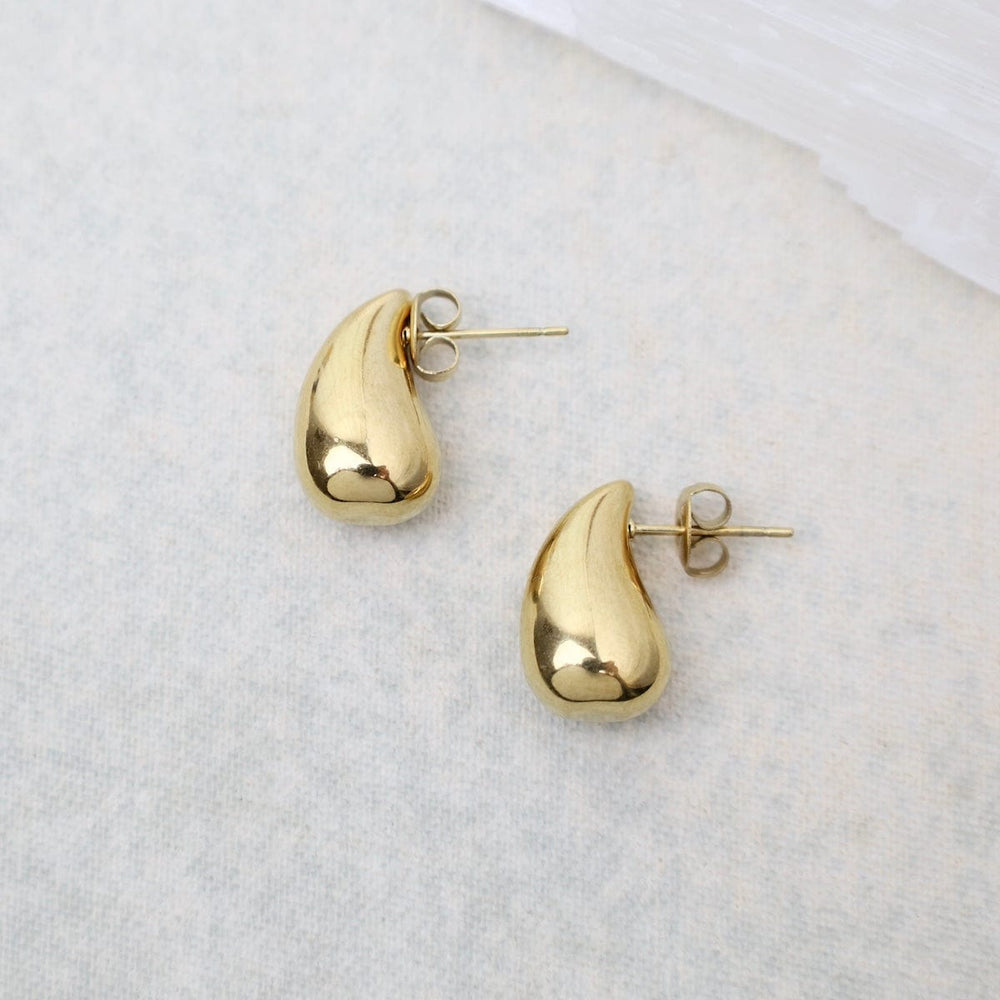 EAR-S.STL Water Droplet Sud Earrings in Gold Plated Stainless Steel