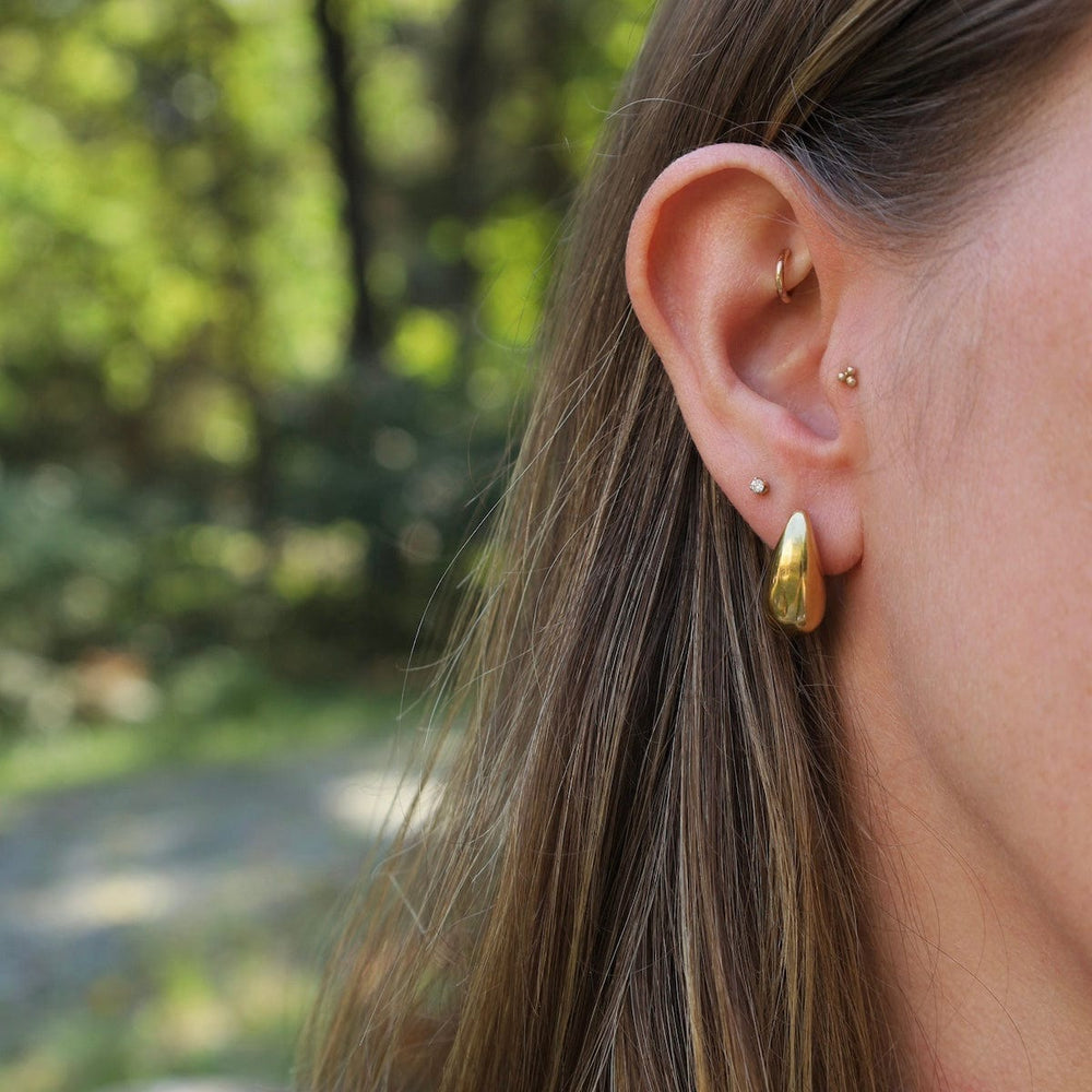 EAR-S.STL Water Droplet Sud Earrings in Gold Plated Stainless Steel