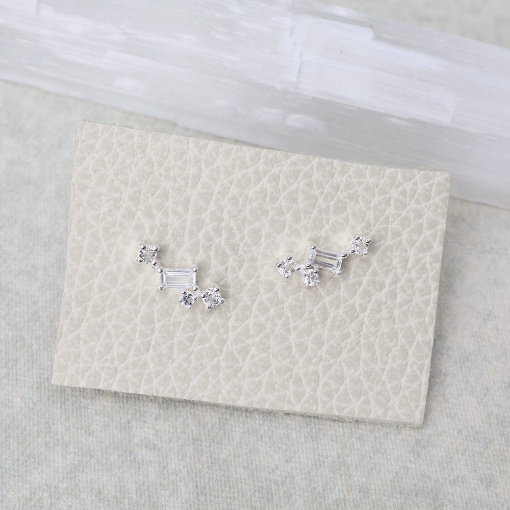 EAR Scatter Studs with White Topaz Baguettes & Round Stones