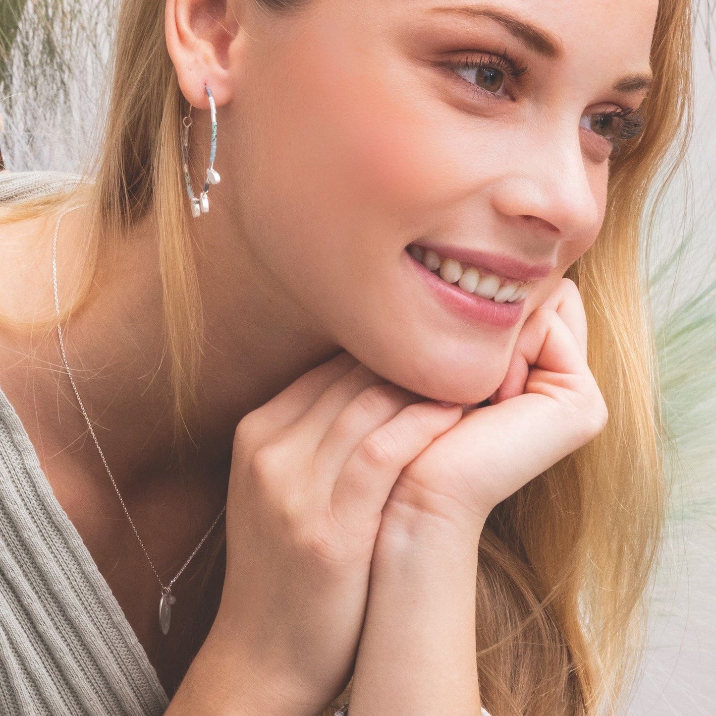 EAR Scout Chromacolor Miyuki Large Hoops - Turquoise Multi & Silver