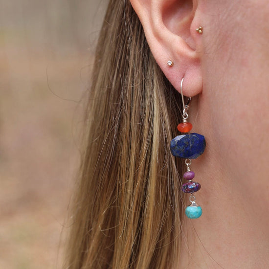 EAR SER Lapis Oval with Turquoise Onio