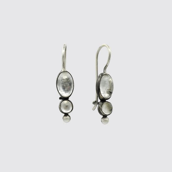 Load image into Gallery viewer, EAR Shiny Clear Quartz Little Oval Drops
