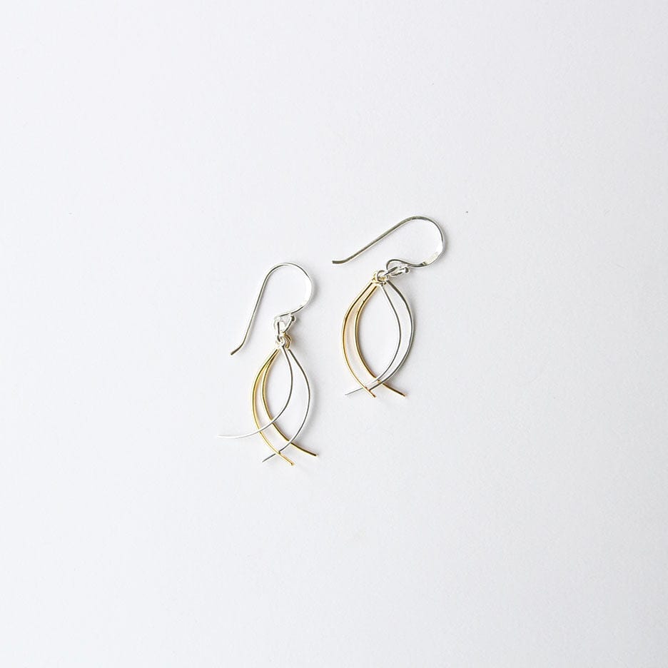 EAR Short Gold & Silver Swirls Earring