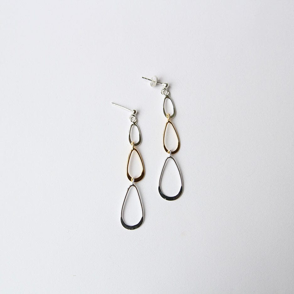 EAR SILVER AND GOLD OVAL DROP