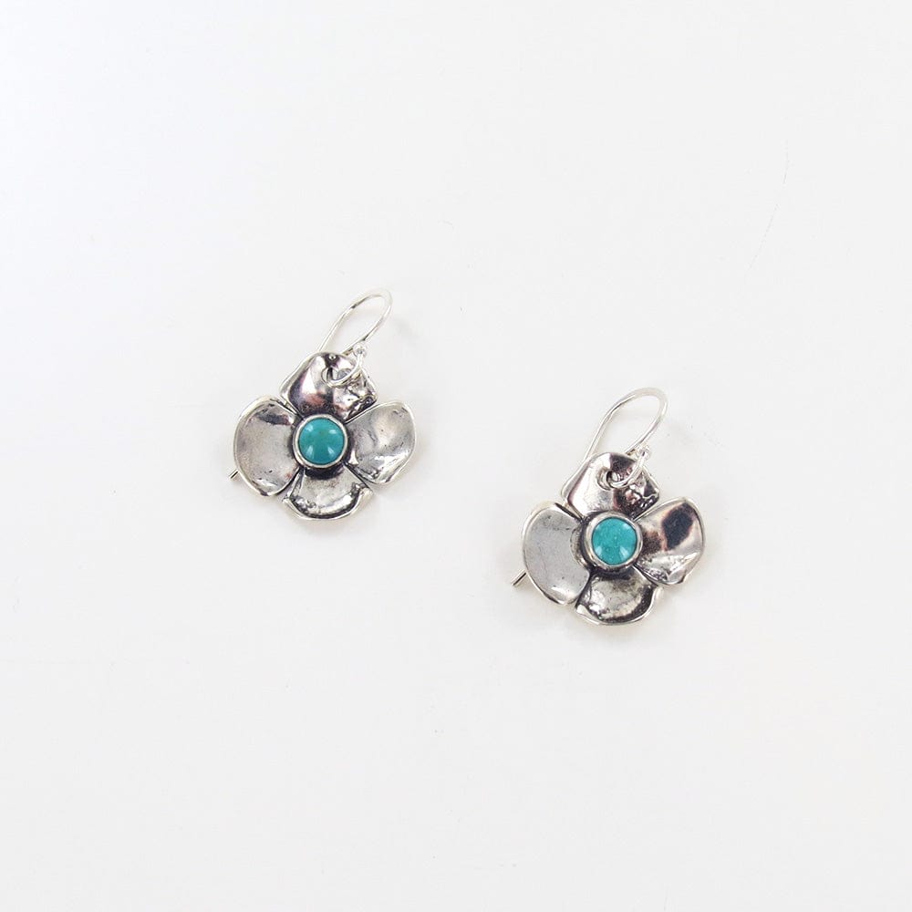 
                      
                        EAR SILVER AND TURQUOISE DOGWOOD DANGLE EARRINGS
                      
                    