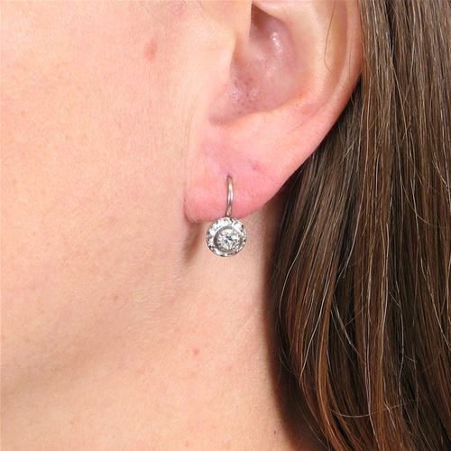 EAR Silver Austrian Crystal Disc - Blue