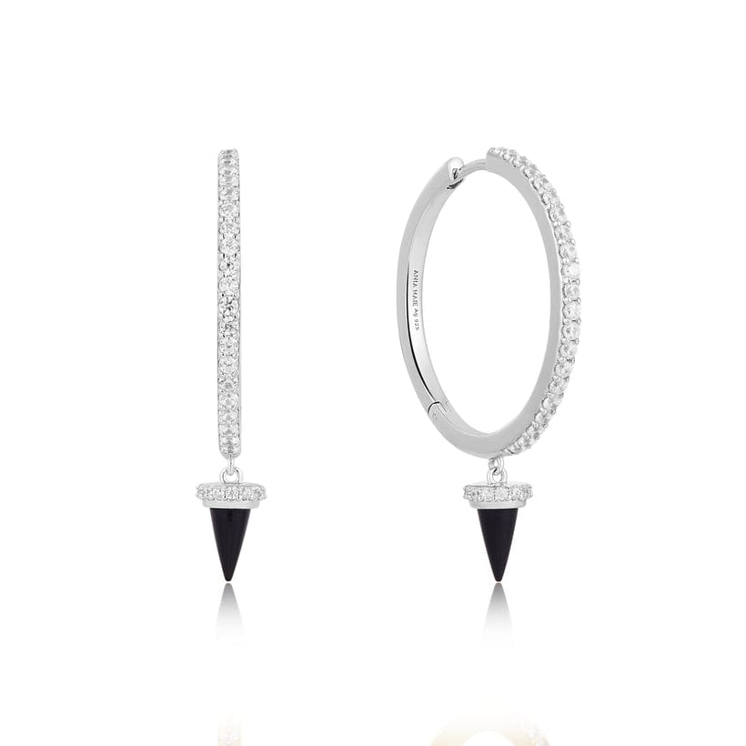 
                      
                        EAR Silver Black Agate Drop Hoop Earrings
                      
                    