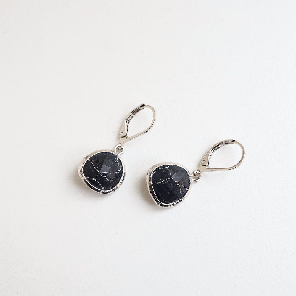 
                      
                        EAR Silver Black Howlite Lever Back Earring
                      
                    