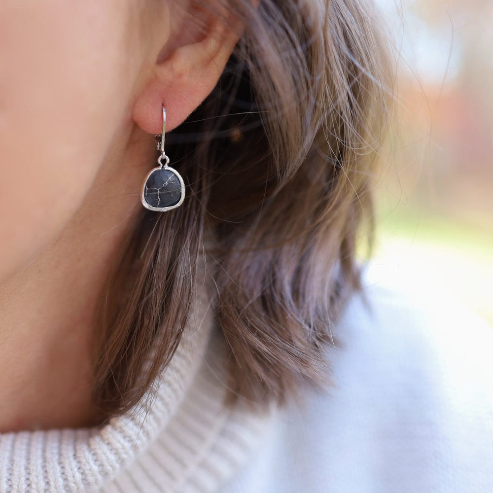 
                      
                        EAR Silver Black Howlite Lever Back Earring
                      
                    