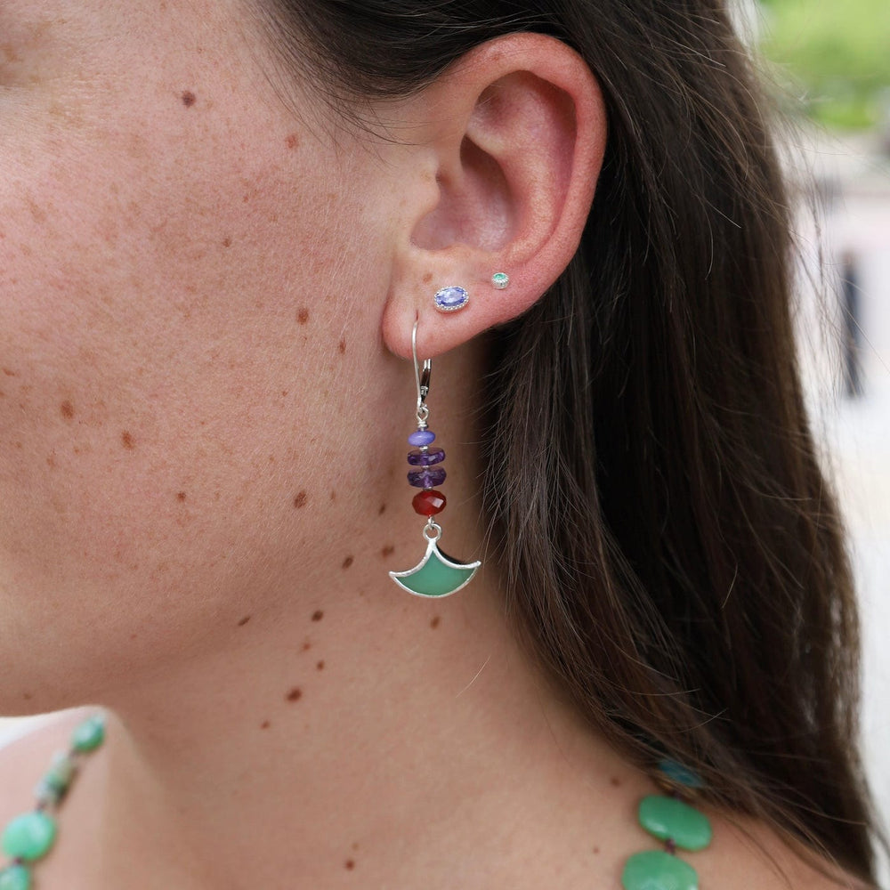 EAR Silver Chrysoprase Anchor Earrings