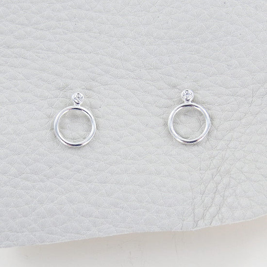 Load image into Gallery viewer, EAR Silver Circle &amp;amp; CZ Stack Earrings
