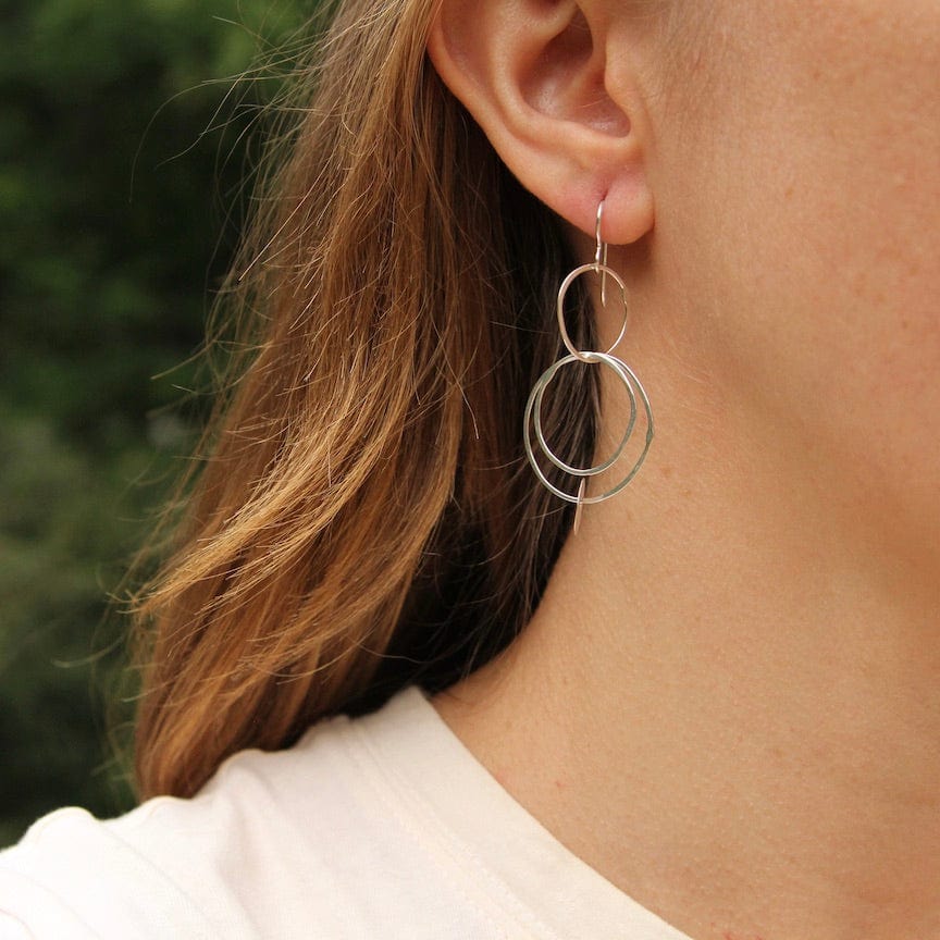 EAR Silver Circle Drops Disc Earring