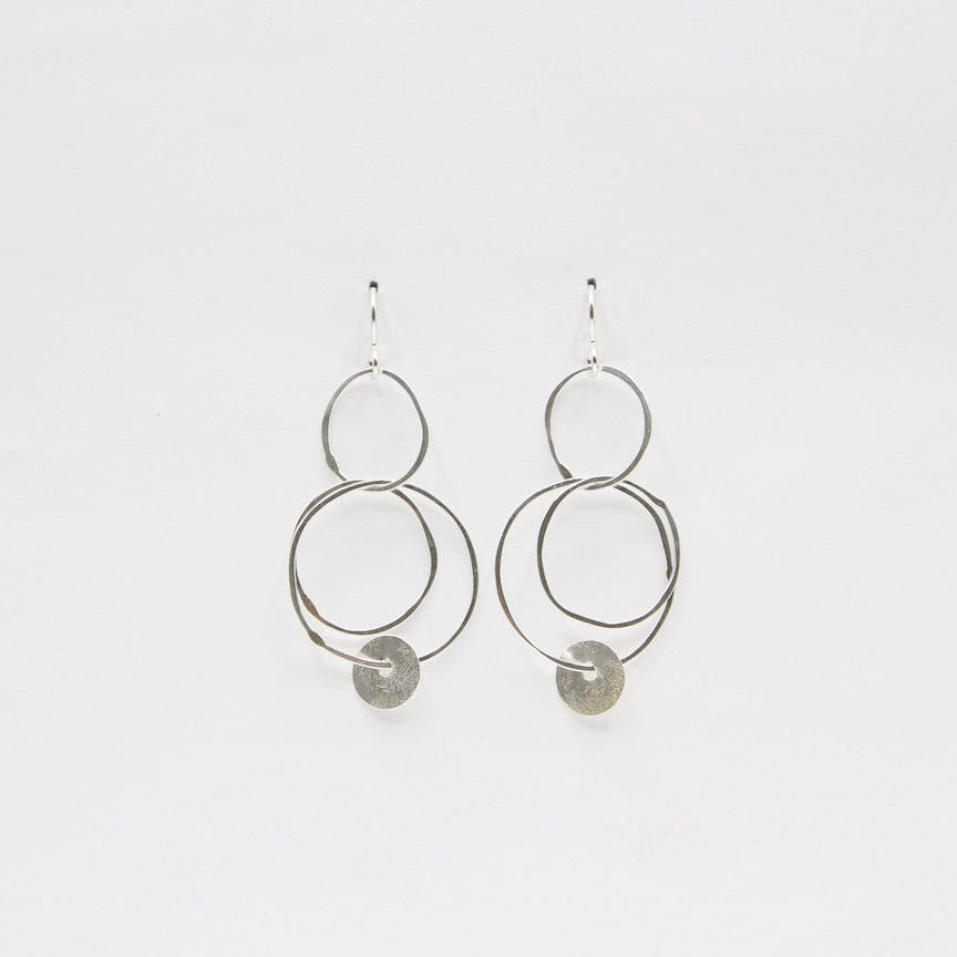 EAR Silver Circle Drops Disc Earring