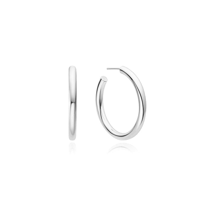 EAR Silver Classic Tube Large Hoop Earrings