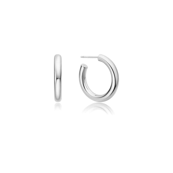 EAR Silver Classic Tube Medium Huggie Hoop Earrings