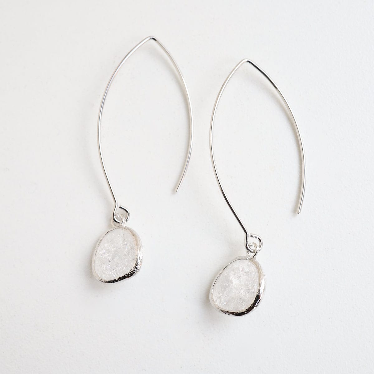 EAR Silver Clear Rock Crystal Dangle Earring