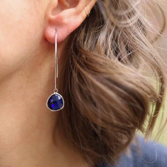 EAR Silver Cobalt Blue Crystal Earring