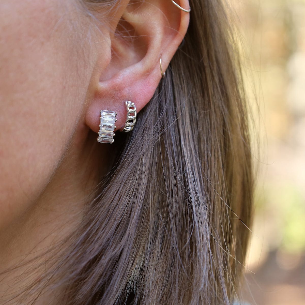 EAR Silver Corinne Huggie Hoops