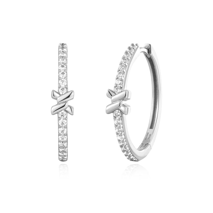 EAR Silver Cross Hoop Earrings